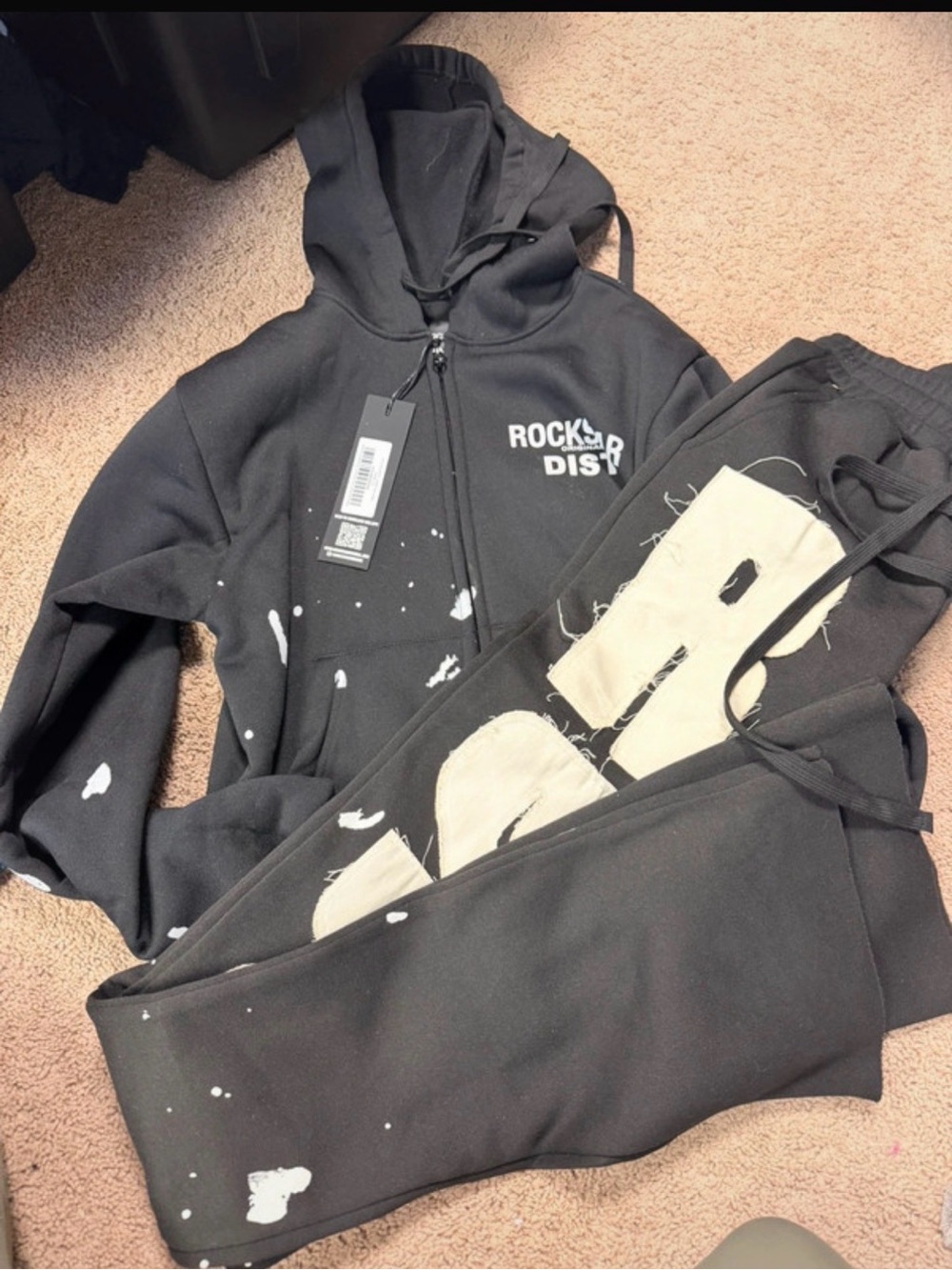 ressed Black Zip Hoodie -